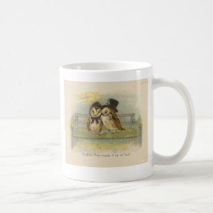 owl couple on bench coffee mug