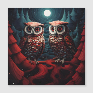 Owl couple pines and snow