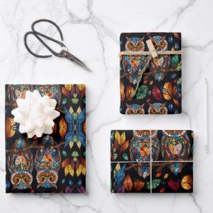 Owl Couple  Wrapping Paper Sheet