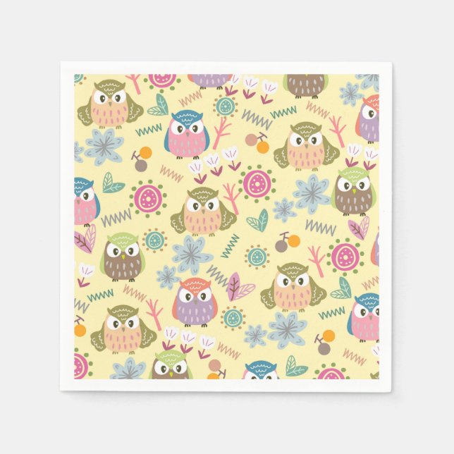 Owl Cream Napkins (Front)