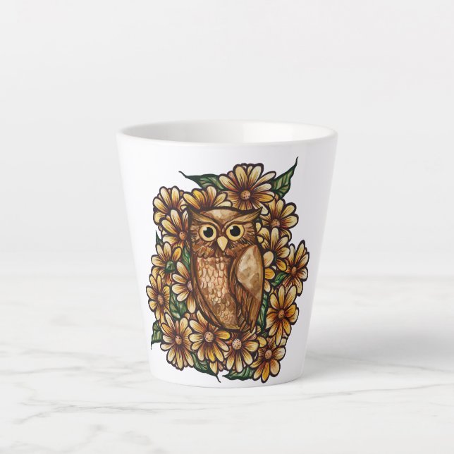 Owl daisies                                        latte mug (Front)