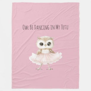 Owl Dancing Pink Tutu Ballerina Fleece Blanket