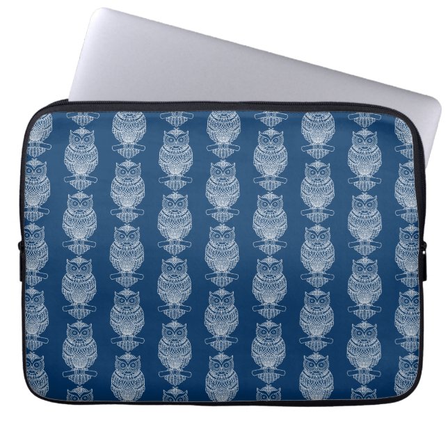 Owl (dark blue) - Laptop Sleeve (Front)