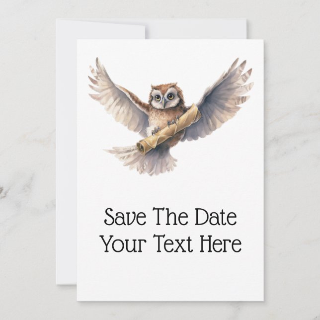 Owl Delivering Message - Save The Date (Front)