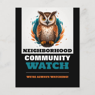 Owl Design, Neighborhood Community Watch Warning Flyer