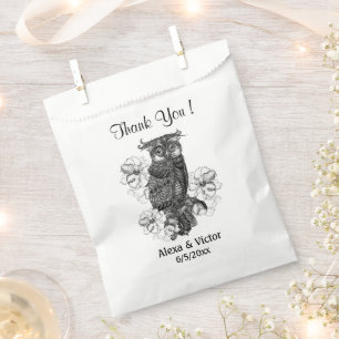 Owl Design Thank You Names Date Favour Bags