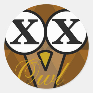 Owl diamond round stickers