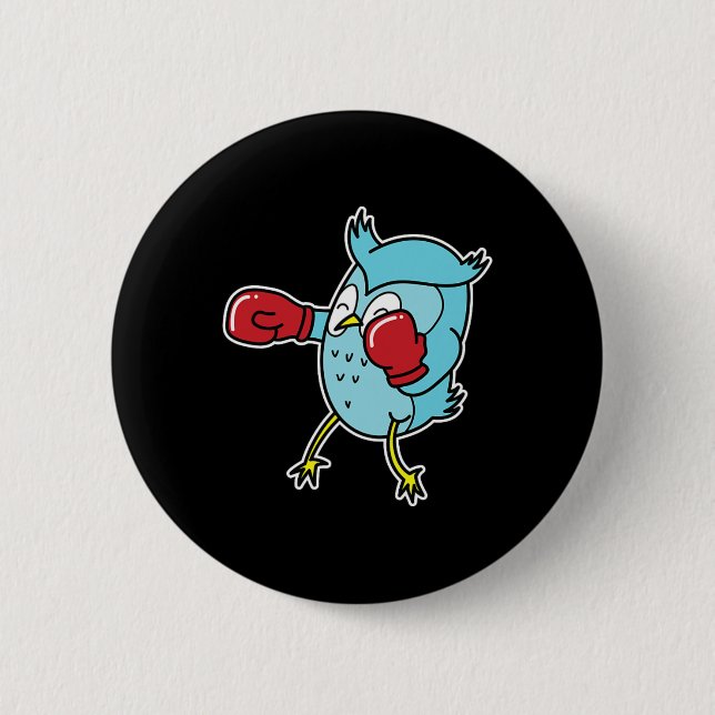 Owl Does Boxing  6 Cm Round Badge (Front)