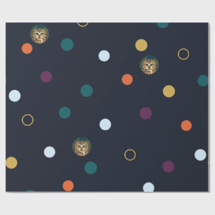 Owl-dot Midnight — Atmospheric Owl and Circle Patt Wrapping Paper