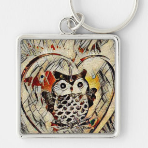 Owl drawing key ring