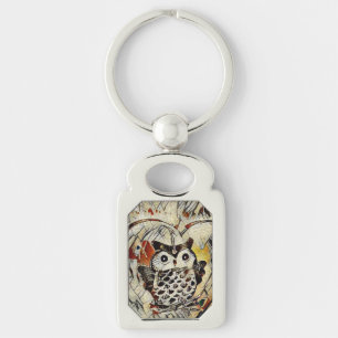 Owl drawing key ring
