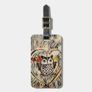 Owl drawing luggage tag