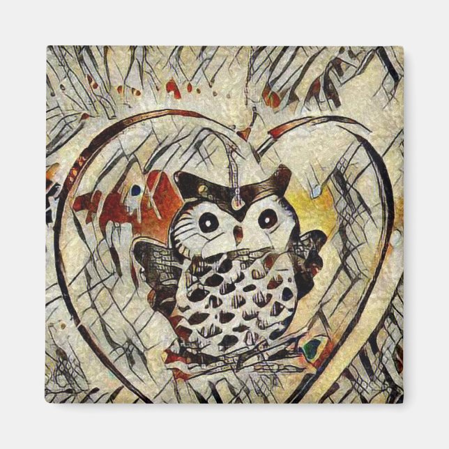 Owl drawing magnet (Front)