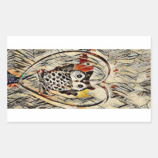 Owl drawing rectangular sticker