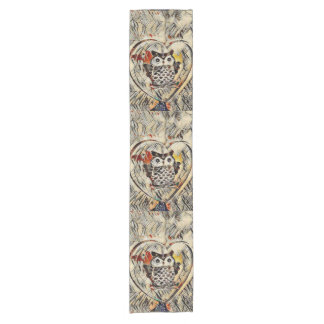 Owl drawing short table runner
