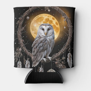 Owl Dreamcatcher Boho with Moon Can Cooler