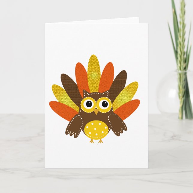Owl dressed up as Turkey Holiday Card (Front)