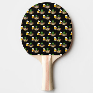 Owl Drinking Beer St Patrick's Day Pattern Ping Pong Paddle
