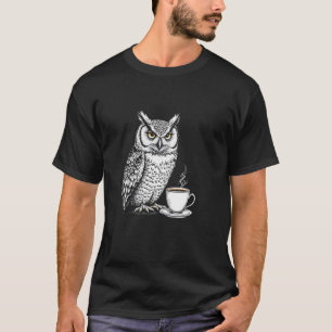 Owl Drinking Coffee Graphic T-Shirt