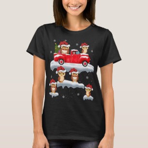 Owl Driving Christmas Tree Red Truck Owl Christmas T-Shirt