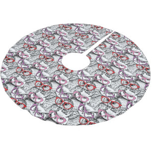 Owl Eyeglasses Pattern Brushed Polyester Tree Skirt