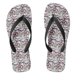 Owl Eyeglasses Pattern Jandals