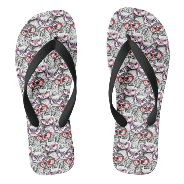 Owl Eyeglasses Pattern Jandals (Footbed)