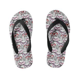 Owl Eyeglasses Pattern Kid's Jandals
