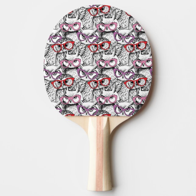 Owl Eyeglasses Pattern Ping Pong Paddle (Front)