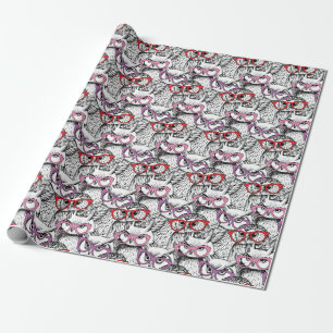 Owl Eyeglasses Pattern Wrapping Paper