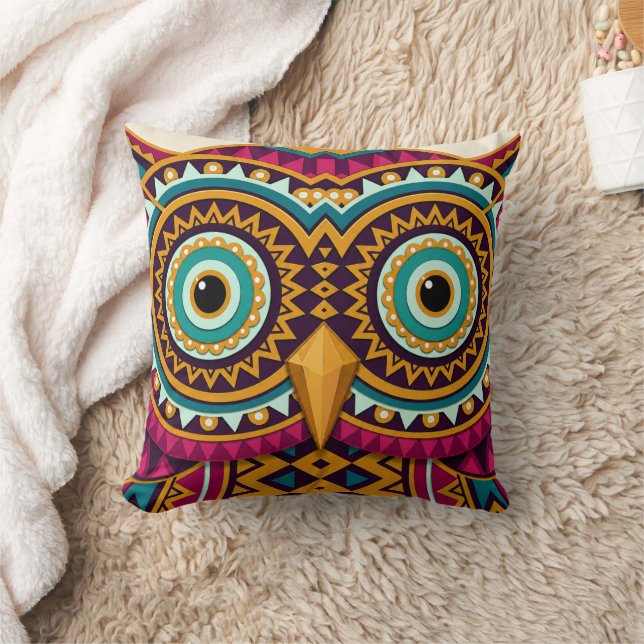 Owl Eyes Folk Art  Cushion (Blanket)