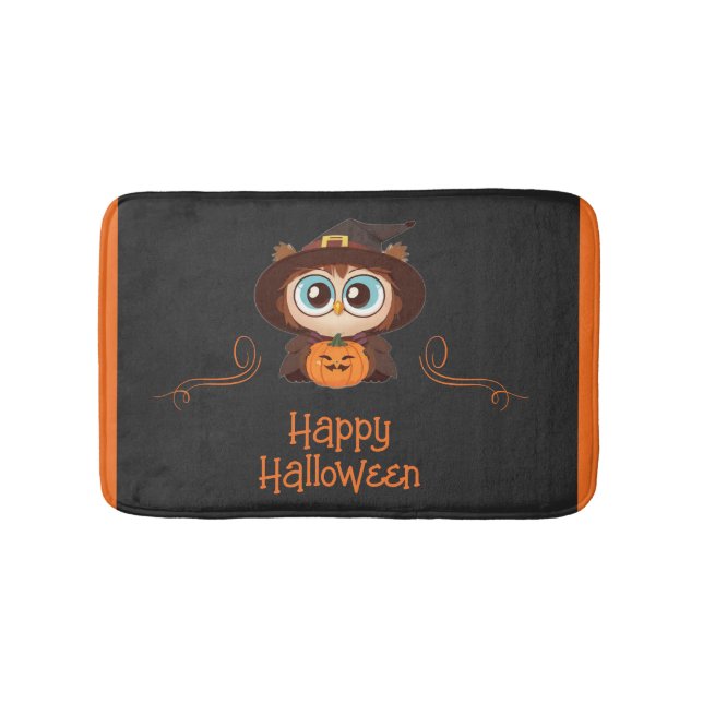 Owl/Fall/Autumn/Halloween/pumpkin Bath Mat (Front)