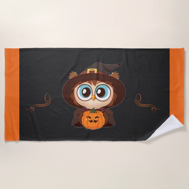 Owl/Fall/Autumn/Halloween/pumpkin Beach Towel (Front)