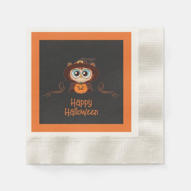 Owl/Fall/Autumn/Halloween/pumpkin Napkin (Front)