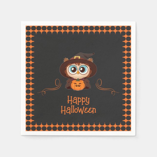 Owl/Fall/Autumn/Halloween/pumpkin Napkin (Front)