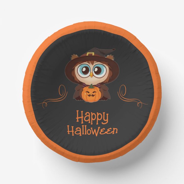 Owl/Fall/Autumn/Halloween/pumpkin Paper Plate (Front)