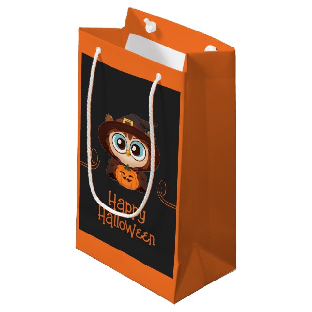 Owl/Fall/Autumn/Halloween/pumpkin Small Gift Bag (Front Angled)
