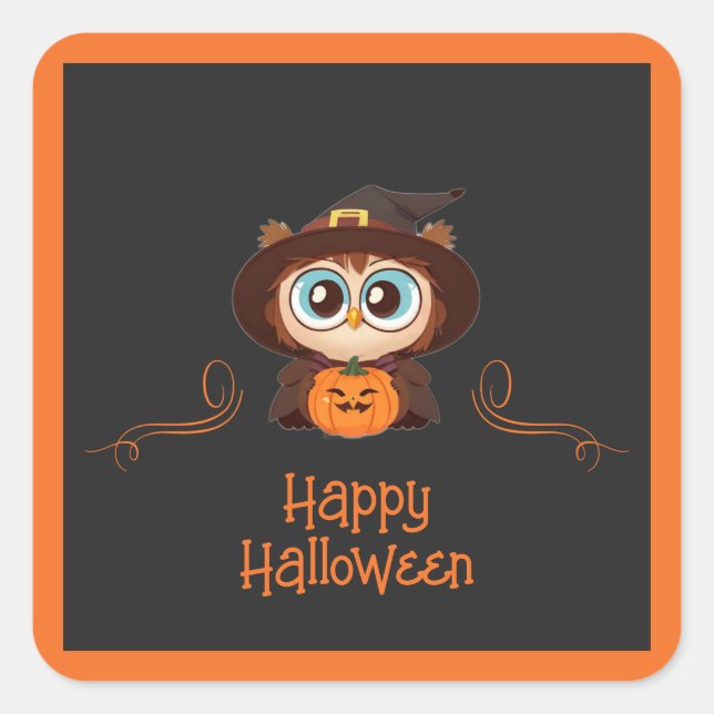Owl/Fall/Autumn/Halloween/pumpkin Square Sticker (Front)