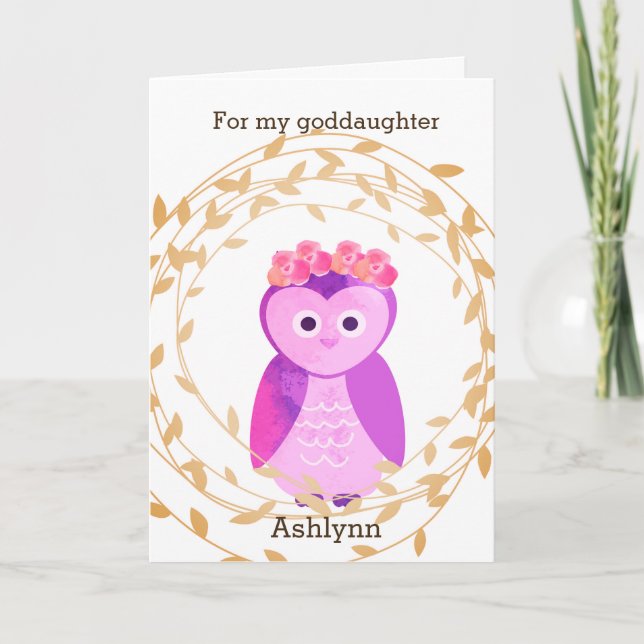 Owl Fall Birthday Goddaughter Card (Front)