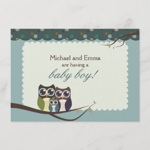 Owl Family Baby Shower for Boy Invitation