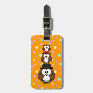 Owl family luggage tag