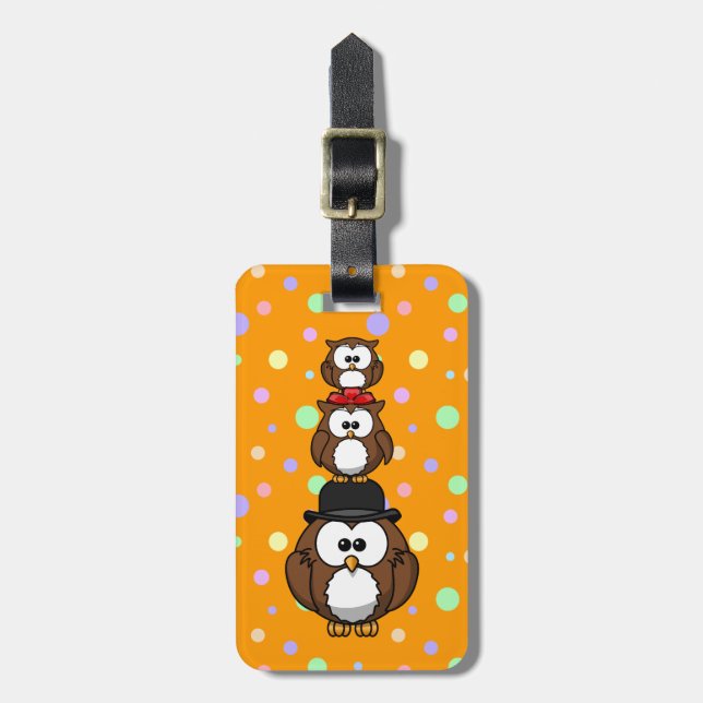 Owl family luggage tag (Front Vertical)