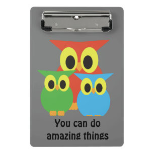 Owl Family: Red, Green and Blue  Mini Clipboard