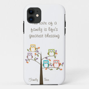 Owl Family Tree and Quote iPhone 11 Case