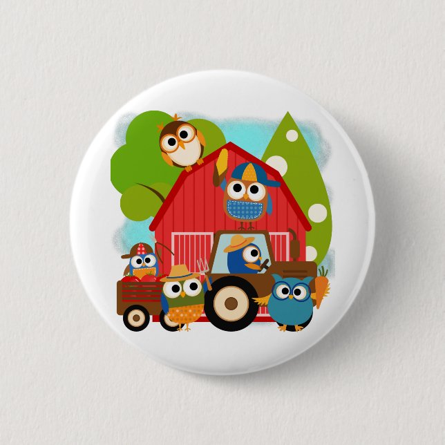 Owl Farmers 6 Cm Round Badge (Front)