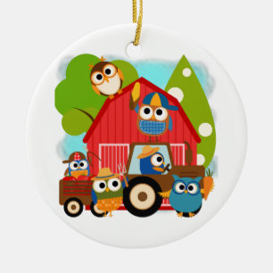 Owl Farmers Ceramic Tree Decoration