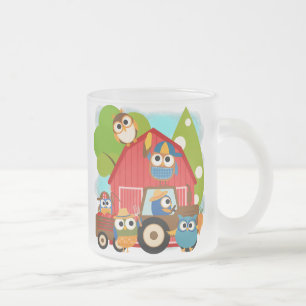 Owl Farmers Frosted Glass Coffee Mug