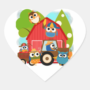 Owl Farmers Heart Sticker