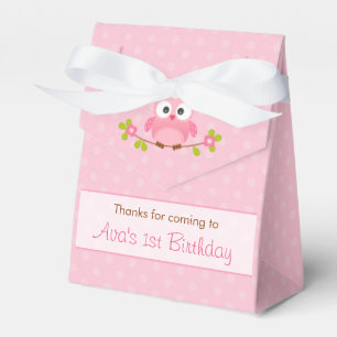 Owl Favour Box (Birthday / Baby Shower) - Pink