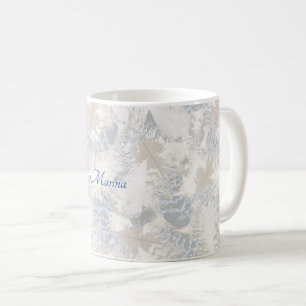 owl Feathers, grey, beige and blue, bird, light, Coffee Mug